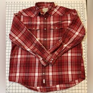 Cabela’s Men’s Large Red Plaid Pearl Snap Western Style Button Down Shirt